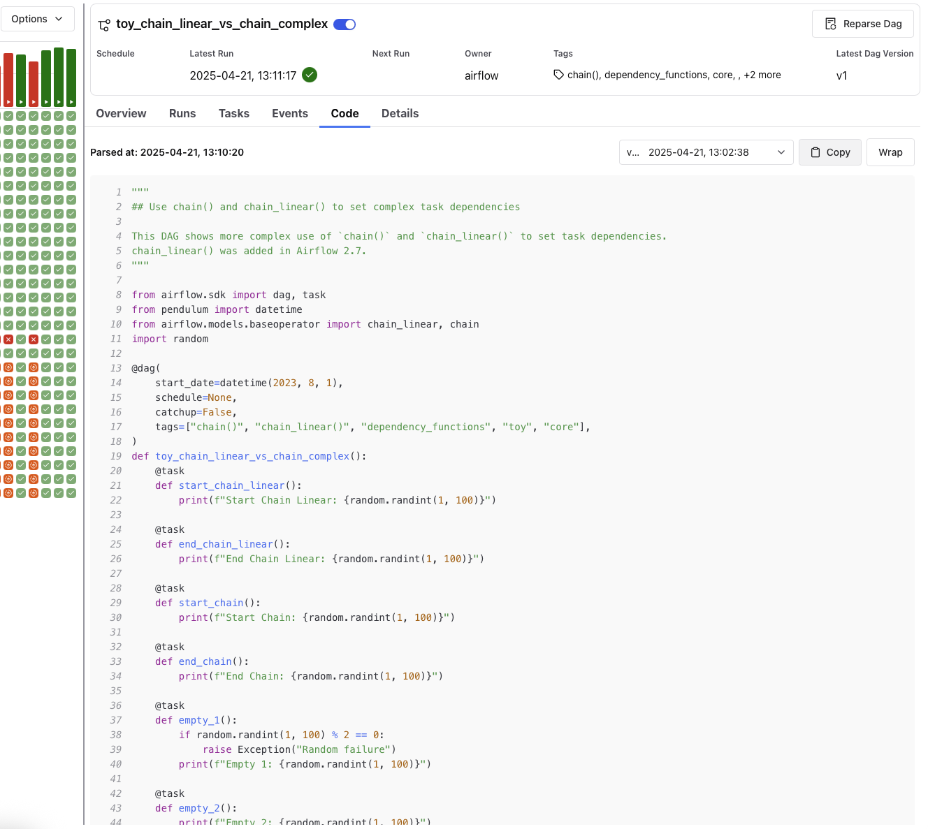 Dag Code Tab (Light Mode)